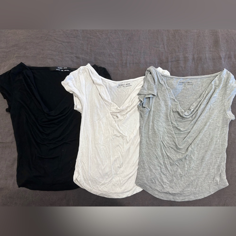 UO Drape Neck Tops - Black, White, and Gray
